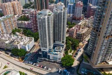 Hung Hom, Hong Kong - 12 Mayıs 2019: Hong Kong şehrinin havadan görünümü