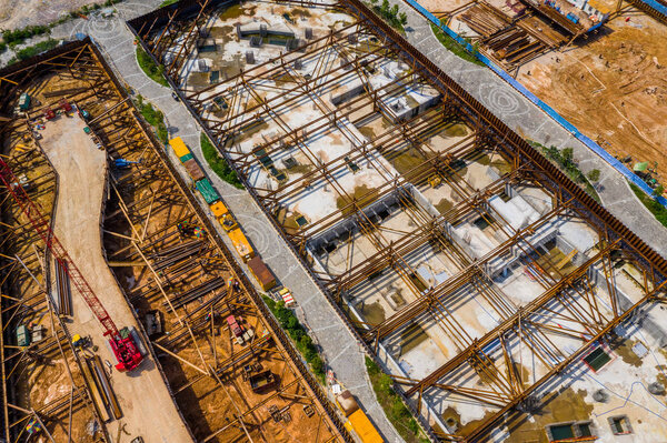 Kai Tak, Hong Kong - 12 May, 2019: Top view of Hong Kong construction site