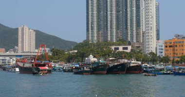 Aberdeen, Hong Kong - 12 Mayıs, 2019: Hong Kong balıkçı limanı limanı