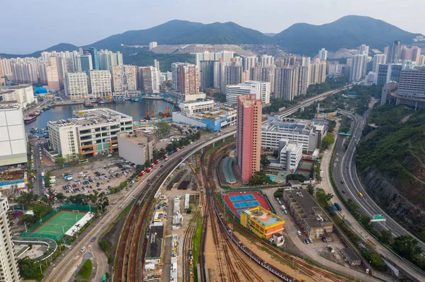 Chai Wan Hong Kong Mayıs 2019 Drone Hong Kong Tren — Stok fotoğraf