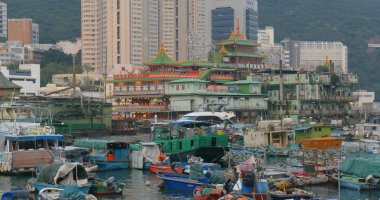 Aberdeen, Hong Kong - 12 Mayıs 2019: Aberdeen'deki Hong Kong liman limanı