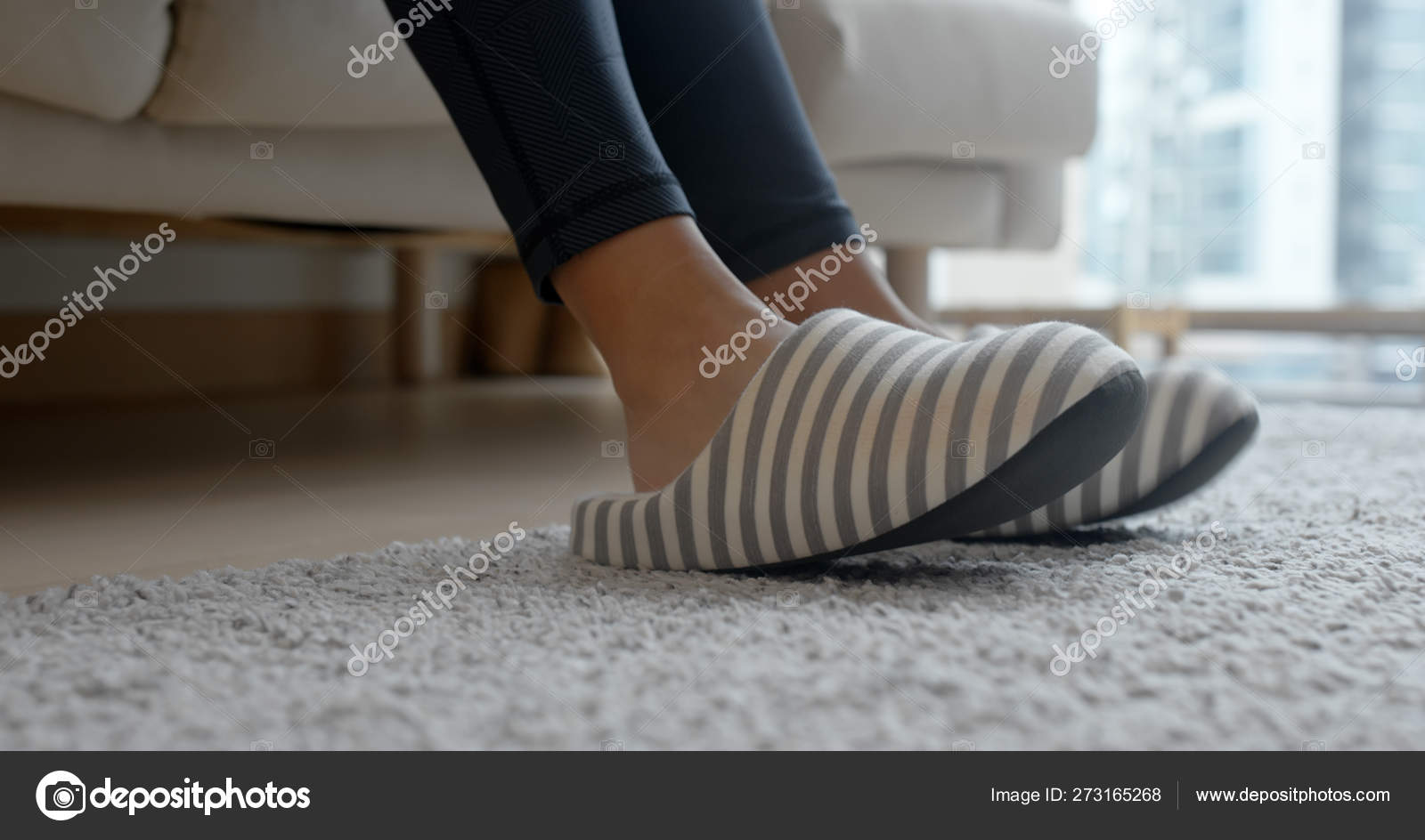 woman wearing slippers