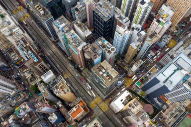 Mong Kok, Hong Kong - 09 Mayıs 2019: Hong Kong şehrinin havadan görünümü