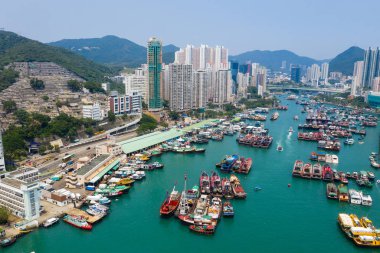 Aberdeen, Hong Kong - 11 Mayıs 2019: En iyi manzara Hong Kong liman