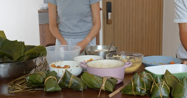 Make Rice Dumplings Home Together — Stock Photo, Image