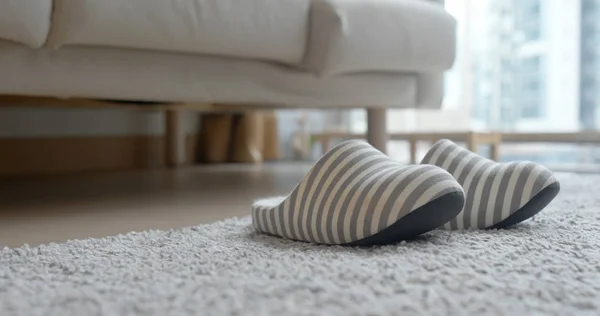 Woman Wearing Slippers Home — Stock Photo, Image