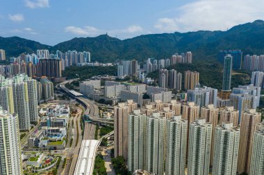 Kai Tak, Hong Kong - 12 Mayıs, 2019: Hong Kong şehrinin havadan görünümü