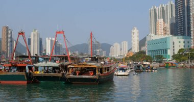 Aberdeen, Hong Kong - 12 Mayıs, 2019: Hong Kong balıkçı limanı limanı
