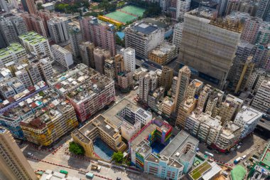 To Kwa Wan, Hong Kong - 17 Mayıs 2019: Hong Kong şehrinin havadan görünümü