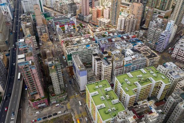 Kwa Wan Hongkong Maja 2019 Widok Lotu Ptaka Miasto Hongkong — Zdjęcie stockowe