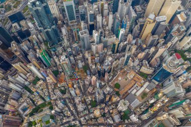 Merkez, Hong Kong - 29 Nisan 2019: Hong Kong şehrinin yukarıdan aşağıya görünümü