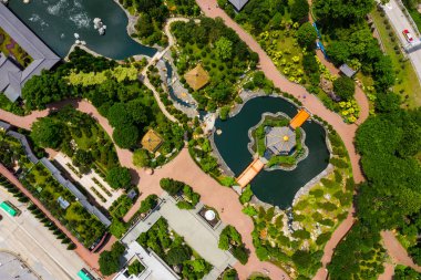 Diamond Hill, Hong Kong - 20 Mayıs 2019: Hong Kong chi lin rahibe manastırının en iyi görünümü