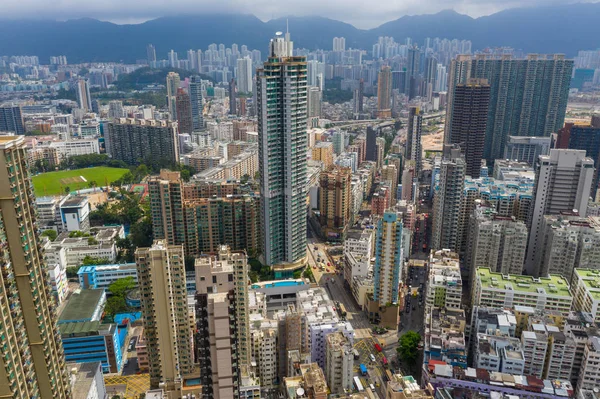 香港クワワンへ 2019年5月17日 香港市街地の航空写真 — ストック写真