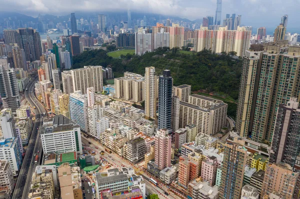 Kwa Wan Hongkong Květen 2019 Letecký Pohled Hongkongské Město — Stock fotografie