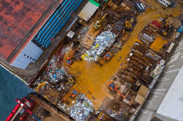 废物回收厂自上而下视图 — 图库照片