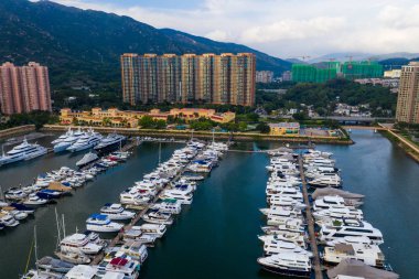 Tuen Mun, Hong Kong - 16 Mayıs 2019: Hong Kong kalesipeak bay'in en iyi görünümü