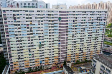 Choi Hung, Hong Kong - 17 Mayıs 2019: Hong Kong'daki ünlü kamu arazisinin en iyi görünümü, Choi Hung emlak