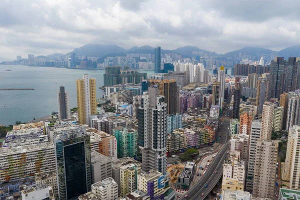 香港クワワンへ 2019年5月17日 香港市街地の航空写真 — ストック写真