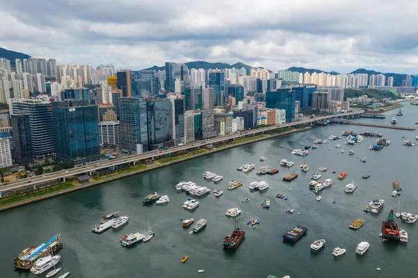 Kowloon Bay Hong Kong Haziran 2019 Hong Kong Şehrinin Havadan — Stok fotoğraf
