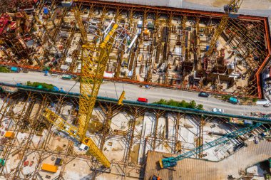 Kai Tak, Hong Kong - 12 Mayıs 2019: Hong Kong şantiyesinin en iyi görünümü 