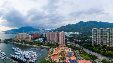 Tuen Mun, Hong Kong - 16 Mayıs 2019: Hong Kong kalesipeak bay'in en iyi görünümü