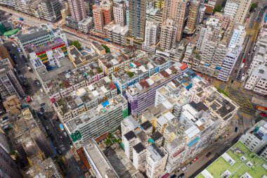 To Kwa Wan, Hong Kong - 17 Mayıs 2019: Hong Kong şehrinin havadan görünümü