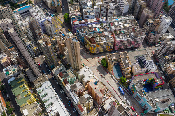 To Kwa Wan, Hong Kong - 17 May, 2019: Aerial view of Hong Kong city