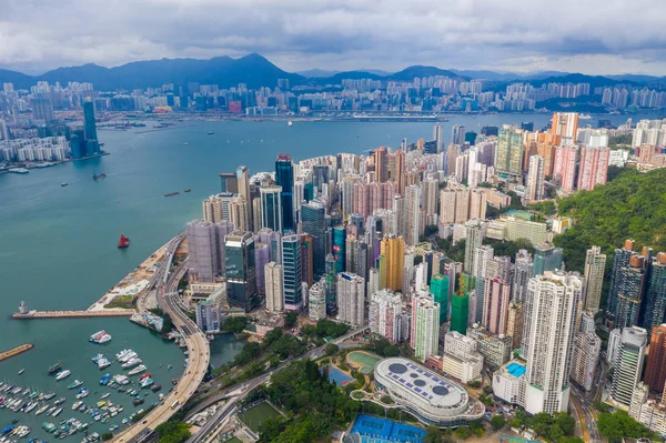 Tin Hau Hongkong Červen 2019 Letecký Pohled Hongkongské Město — Stock fotografie