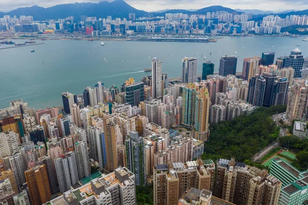 Tin Hau Hongkong Červen 2019 Letecký Pohled Hongkongské Město — Stock fotografie