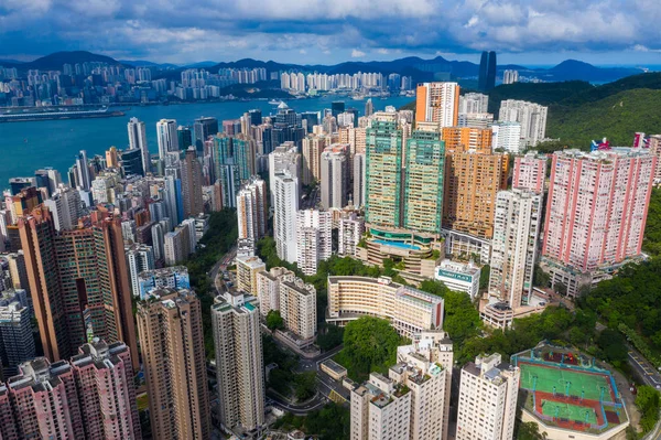 Causeway Bay Hongkong Czerwca 2019 Widok Góry Wyspę Hongkong — Zdjęcie stockowe