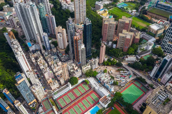 Causeway Bay Hongkong Juni 2019 Flygvy Över Hong Kongs Centrum — Stockfoto