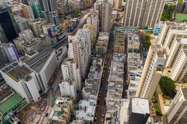 Hung Hom, Hong Kong - 17 May, 2019: Top view of Hong Kong city