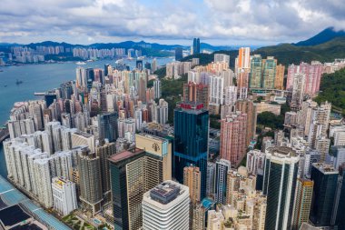 North Point, Hong Kong - 01 Haziran 2019: Hong Kong adasının en iyi görünümü