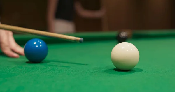 Primer Plano Del Rodaje Snooker Mesa Billar — Foto de Stock