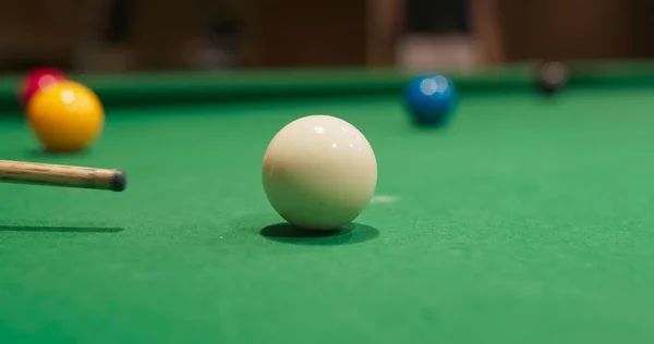 Primer Plano Del Rodaje Snooker Mesa Billar — Foto de Stock