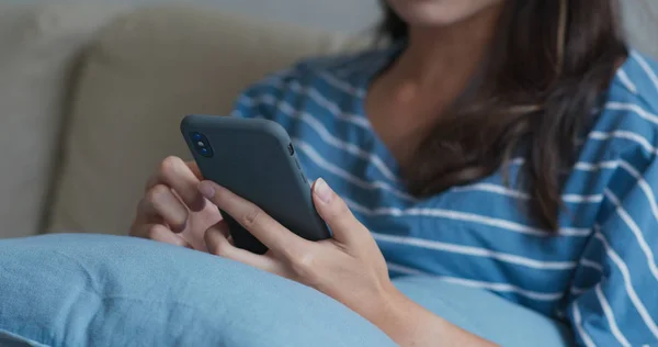 Woman Use Smartphone Home — Stock Photo, Image