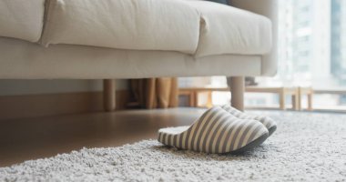 Evde yumuşak terlik çifti