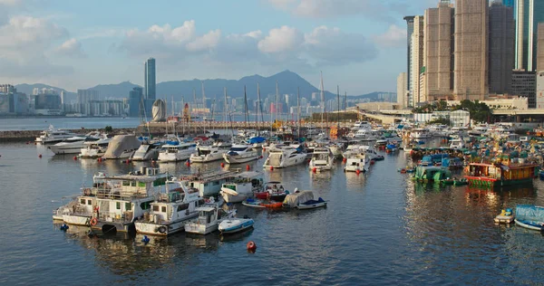 Causeway Bay Hongkong Lipca 2019 Port Hongkongu Schronienie Tajfun — Zdjęcie stockowe