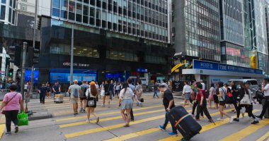 Central, Hong Kong - 16 Temmuz, 2019: Hong Kong şehrinde ki sokak