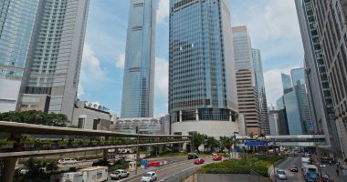 Central, Hong Kong - 16 Temmuz, 2019: Hong Kong şehir trafiği