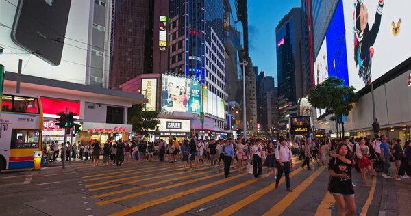 Causeway Bay, Hong Kong - 15 July, 2019: Street in Hong Kong at evening time