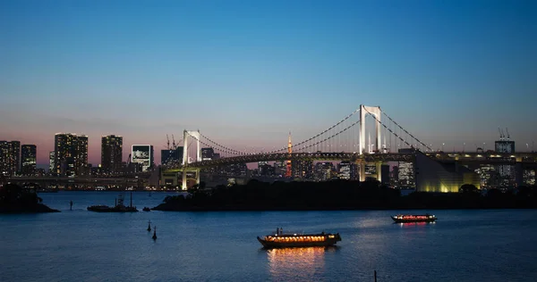 Tokio Japonia Lipca 2019 Panoramę Miasta Odaiba Wieczorem — Zdjęcie stockowe