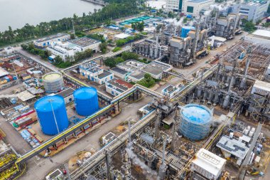 Tai Po, Hong Kong - 19 Mayıs 2019: Endüstriyel fabrika manzarası