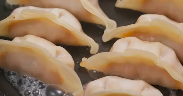 Fry Meat Dumplings Pan — Stock Photo, Image