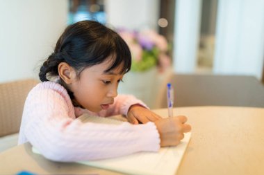 Küçük kız ödevini yap.