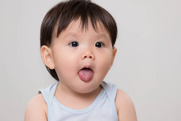 Asiatische Kleine Kinder Zeigen Lecken Tougue — Stockfoto