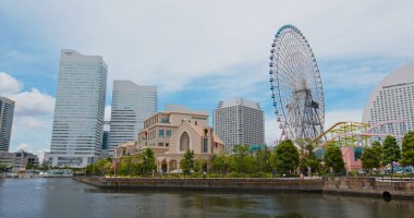 Yokohama, Japonya - 30 Haziran 2019: Yokohama şehir limanı