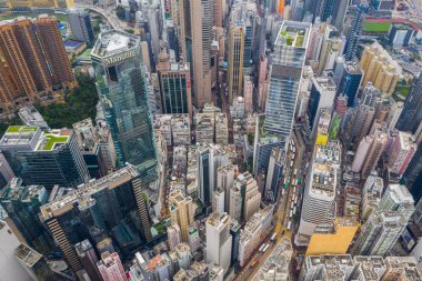 Causeway Bay, Hong Kong - 01 Haziran 2019: Hong Kong şehrinin en iyi görünümü