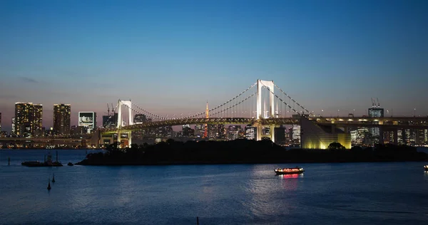 Tokyo Japonya Temmuz 2019 Akşam Odaiba Şehir Silueti — Stok fotoğraf