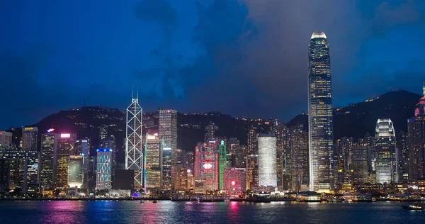 Victoria Harbor Hong Kong Julio 2019 Hong Kong Por Noche —  Fotos de Stock